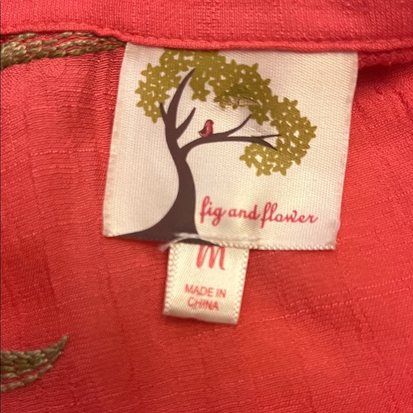 ANTHROPOLOGIE FIG and Flower Coral Floral Midi Dress size Medium. - Picture 5 of 13